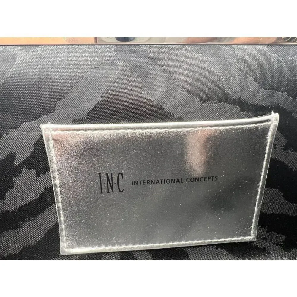 I.N.C. Carolyn Sliver Glitter Clutch Purse Women's Bag